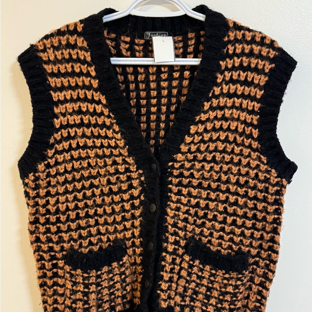 Black and Orange Knit Cardigan